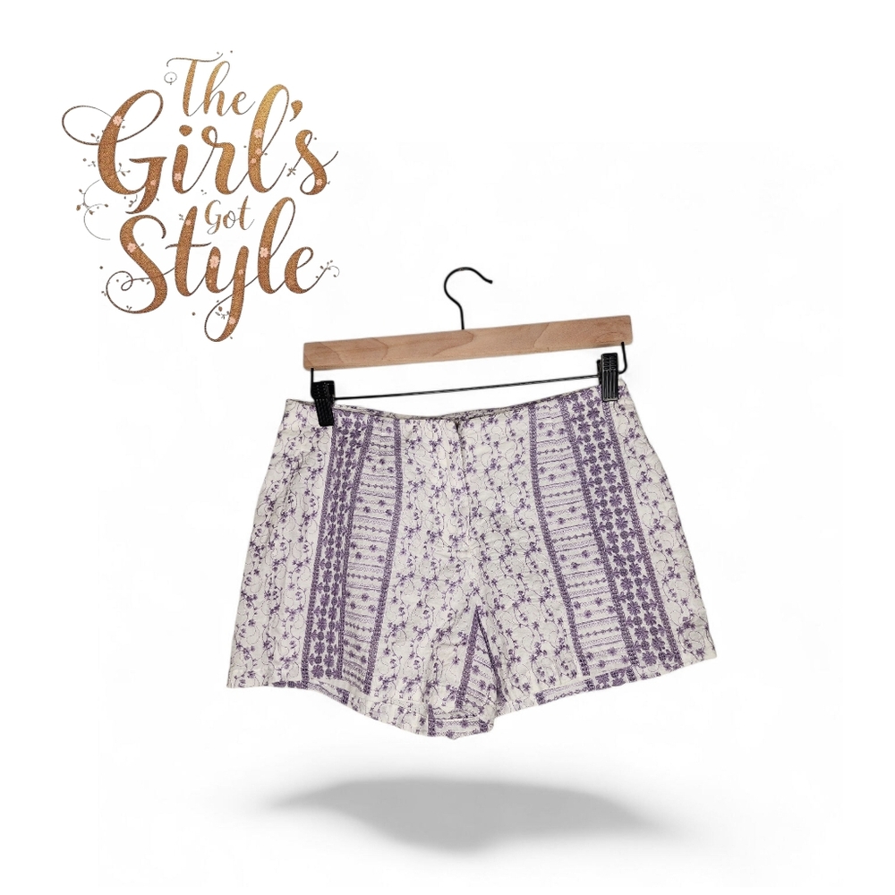 Forever 21 Embroidered Shorts in Purple and White Size S